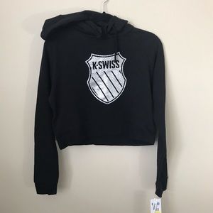 K-Swiss Eon cropped hoodie silver & black …